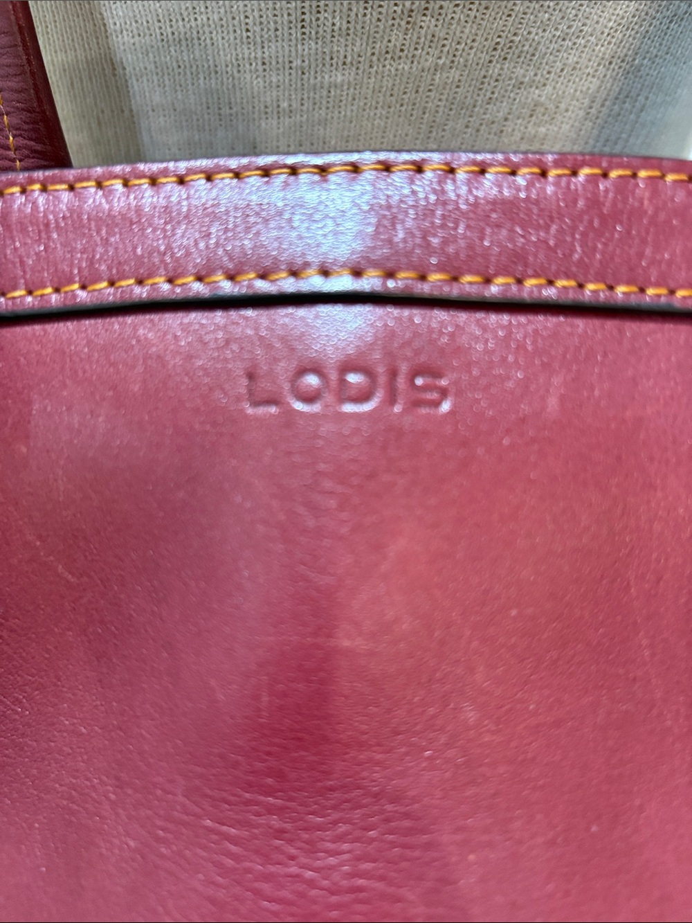 Lodis deep red leather bucket purse - Picture 3 of 14